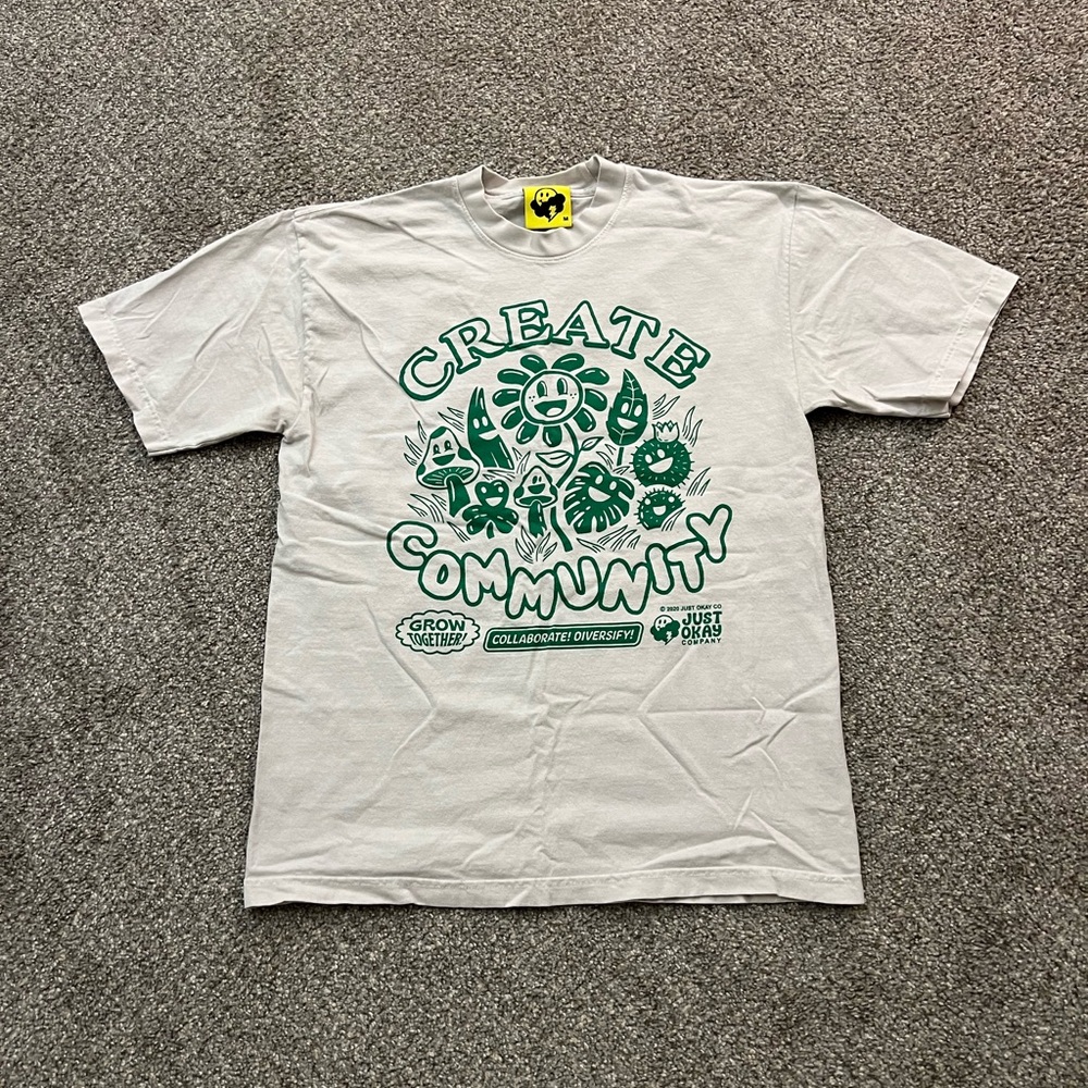 Just Okay Company “Create Community” Ivory T-Shirt - M